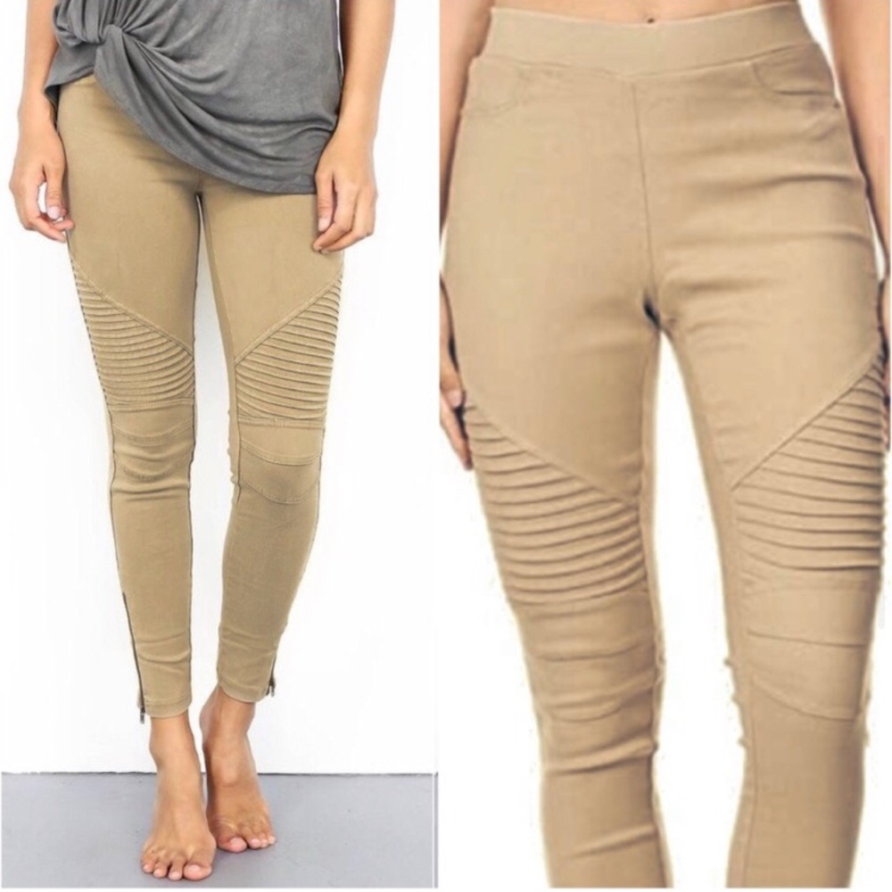 LAST PAIR: Ankle zippered stretchy pull on moto jegging - Picture 2 of 2